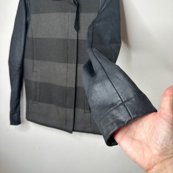 Lululemon Sweet Life Soot Black & Gray Stripe Biker Jacket Water Repel 4 - Picture 2 of 15